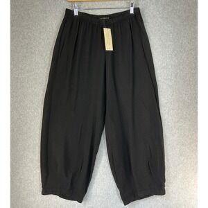 Cut Loose Medium Black Lightweight Cropped Barrel Leg Pants Elastic Waist NWT